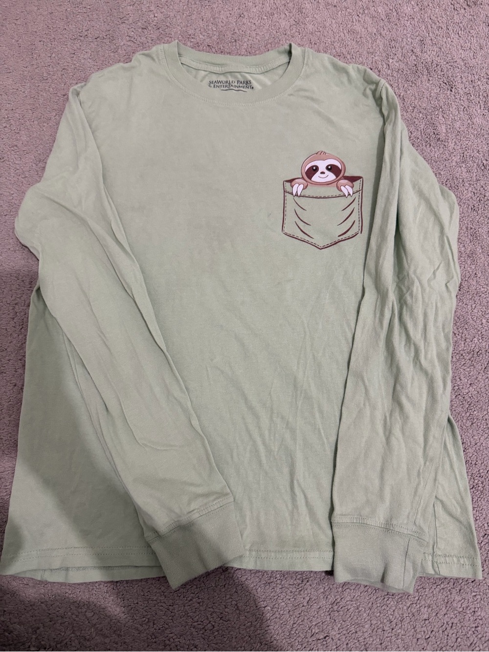 Long Sleeve Sloth Pocket Tee — Sage Green